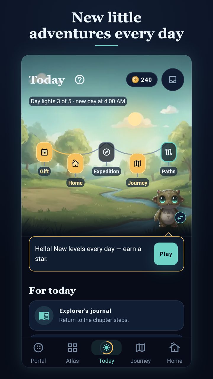 Today: the Day lights and the Explorer's journal